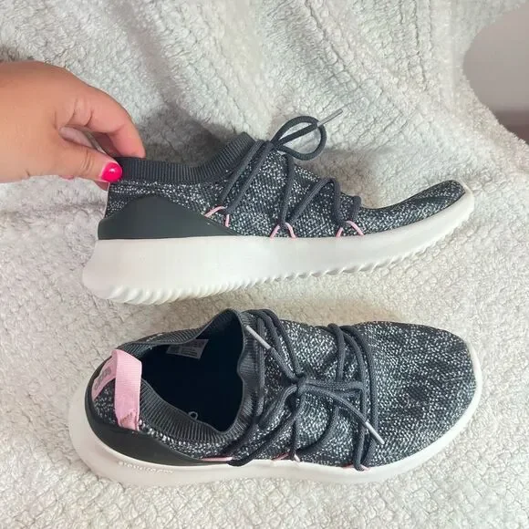 Adidas Women's Ultimafusion slip on laced pink gray marled athletic shoe size 10 - Picture 4 of 8